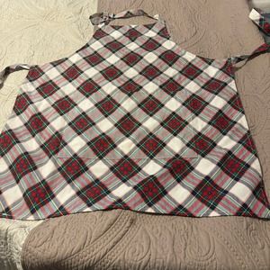 TALBOTS Holiday Plaid 100% Cotton Kitchen Apron Womens One Size